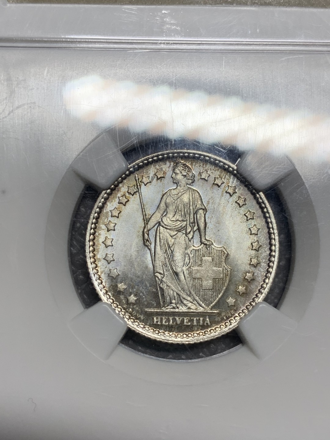 《竞宝斋》第135场-周日，周一连拍 (全场包邮) NGC-MS67 瑞士 1928年 1法郎银币 冠军分 转光漂亮 前期年份高分相比二战后50.60年代稀少很多