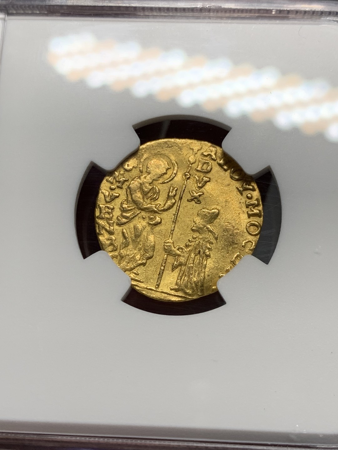 《竞宝斋》第135场-周日，周一连拍 (全场包邮) NGC-AU50 意大利威尼斯1763年 1杜卡特金币 早期的手打金币