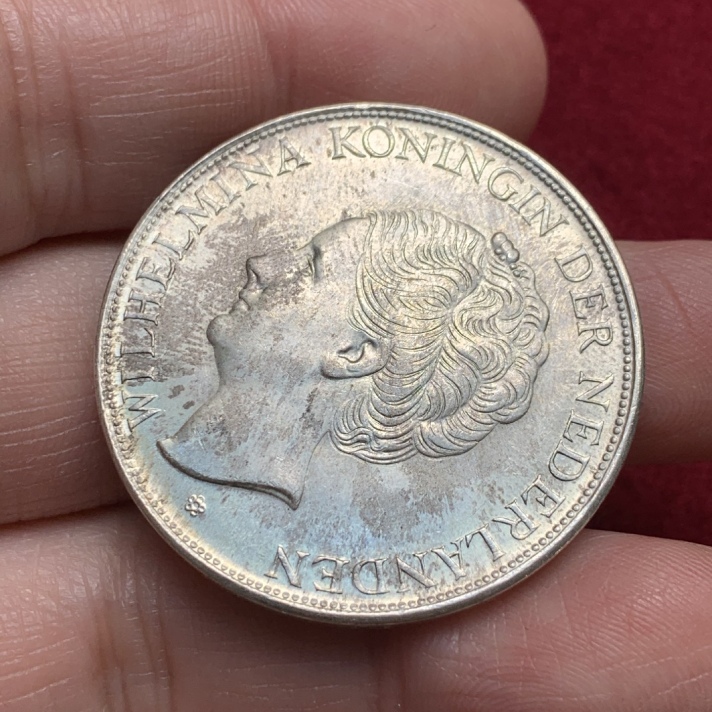 《竞宝斋》第135场-周日，周一连拍 (全场包邮) 荷属安的列斯群岛 库拉索岛 1944年 威廉敏娜 I  2½古尔登银币 丹佛铸币厂制造 开卷原光品相 25g大银币