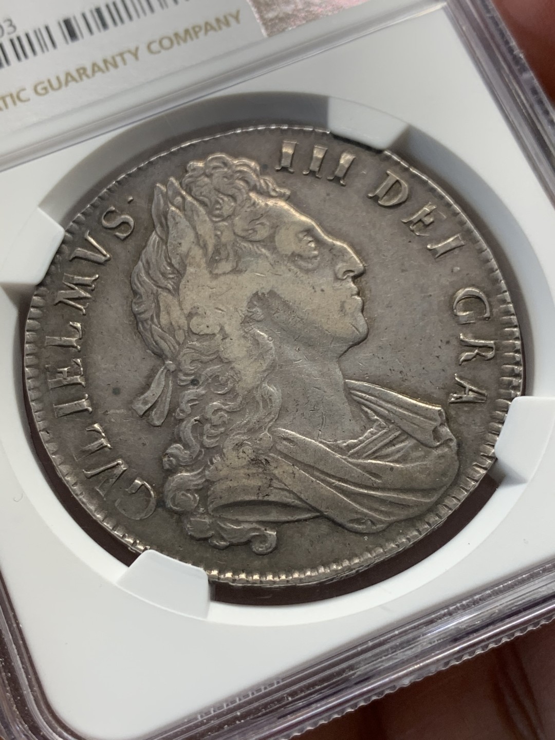 《竞宝斋》第135场-周日，周一连拍 (全场包邮) NGC-XF45 英国1700年 威廉三世1克朗大银币 原味三百年老包浆 非常漂亮