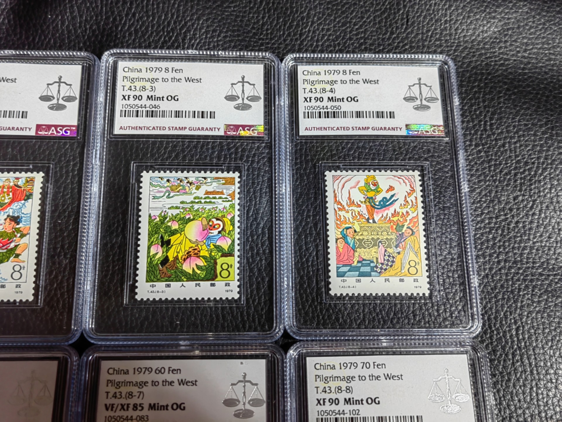 洪涛臻品批发群  精选邮票限时拍卖第一百七十五期 T43西游记新全  ASG评级  5枚90，3枚85，均OG。最严格时期一次性出分，一手货，藏家首选。家喻户晓的精品西游记，混分超高性价比，单单评级费就要800块，配分必备。喜欢不要错过