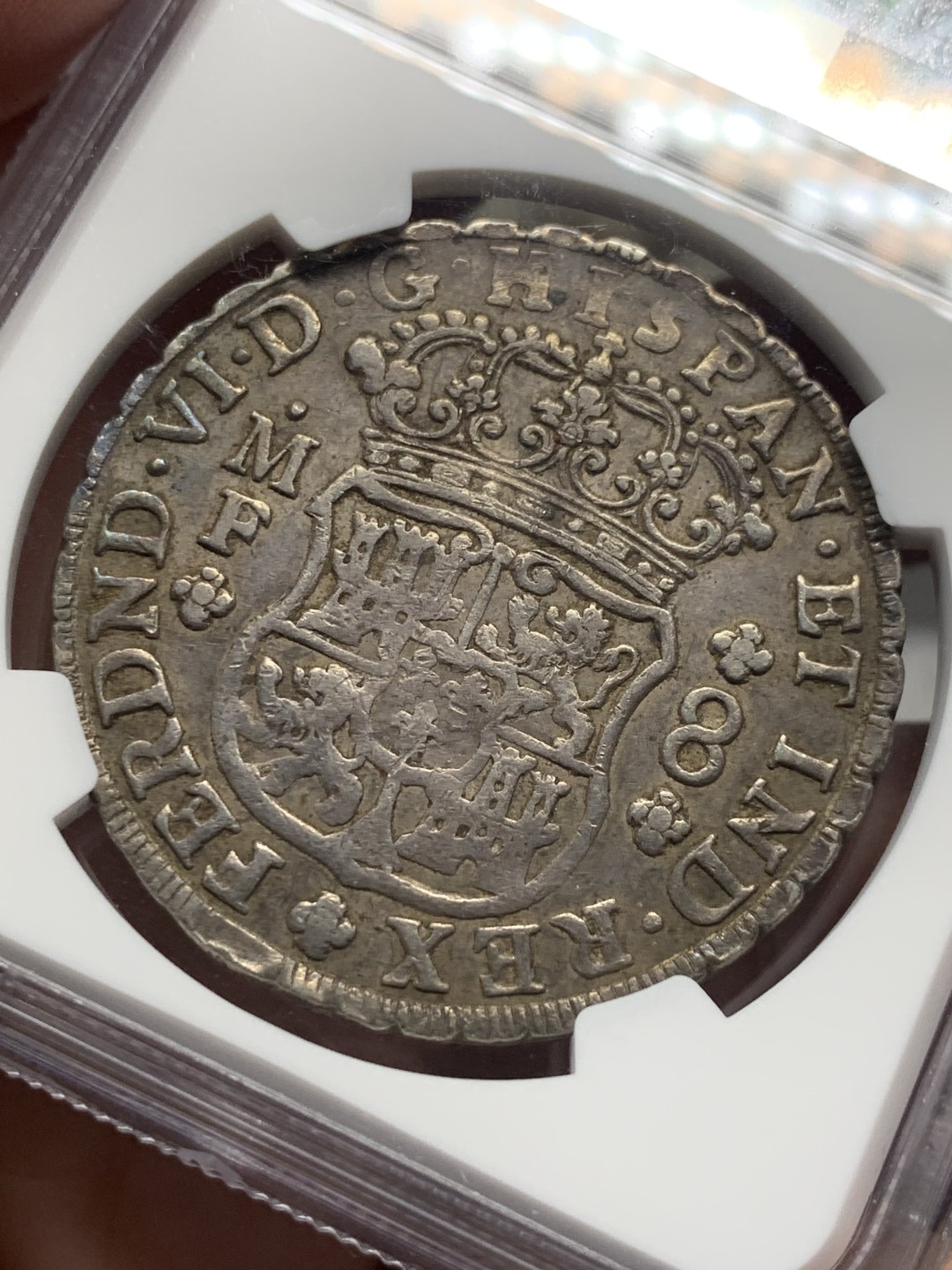 《竞宝斋》第135场-周日，周一连拍 (全场包邮) NGC-XFD 墨西哥1752年 8R地球银币 原味包浆 深打好状态