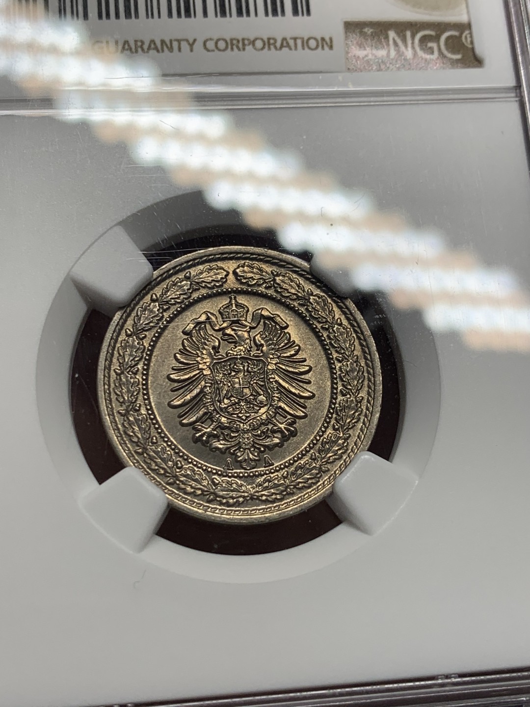 《竞宝斋》第135场-周日，周一连拍 (全场包邮) NGC-MS63 德国 1888年 短翅-20芬尼镍