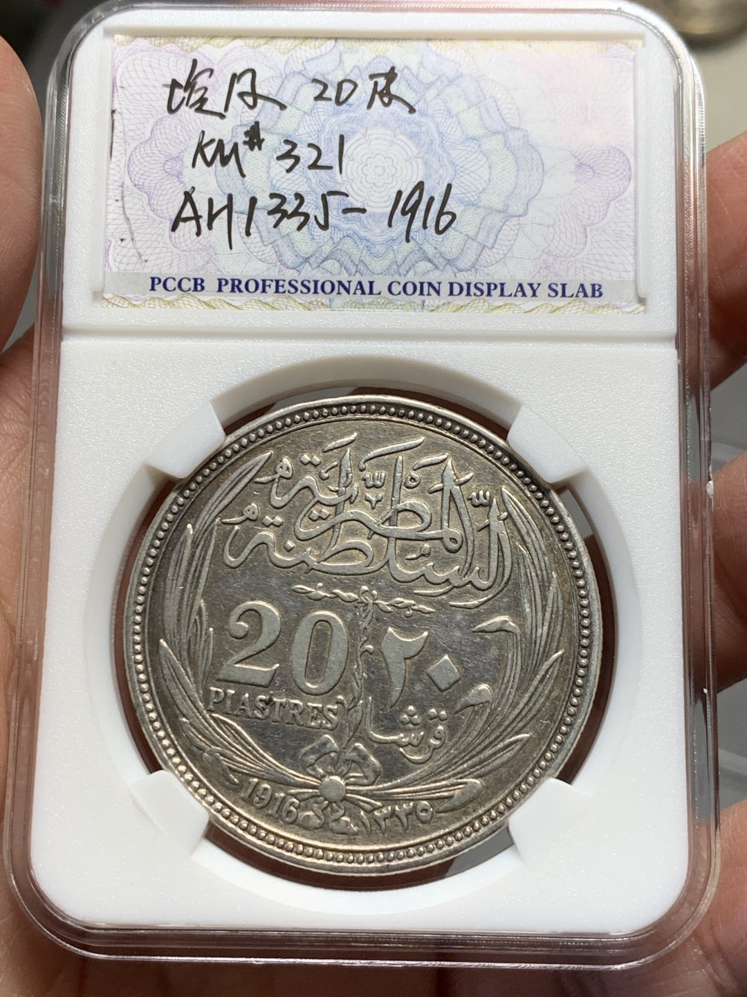 《竞宝斋》第135场-周日，周一连拍 (全场包邮) 埃及英国统制时期，1917年20皮大银币