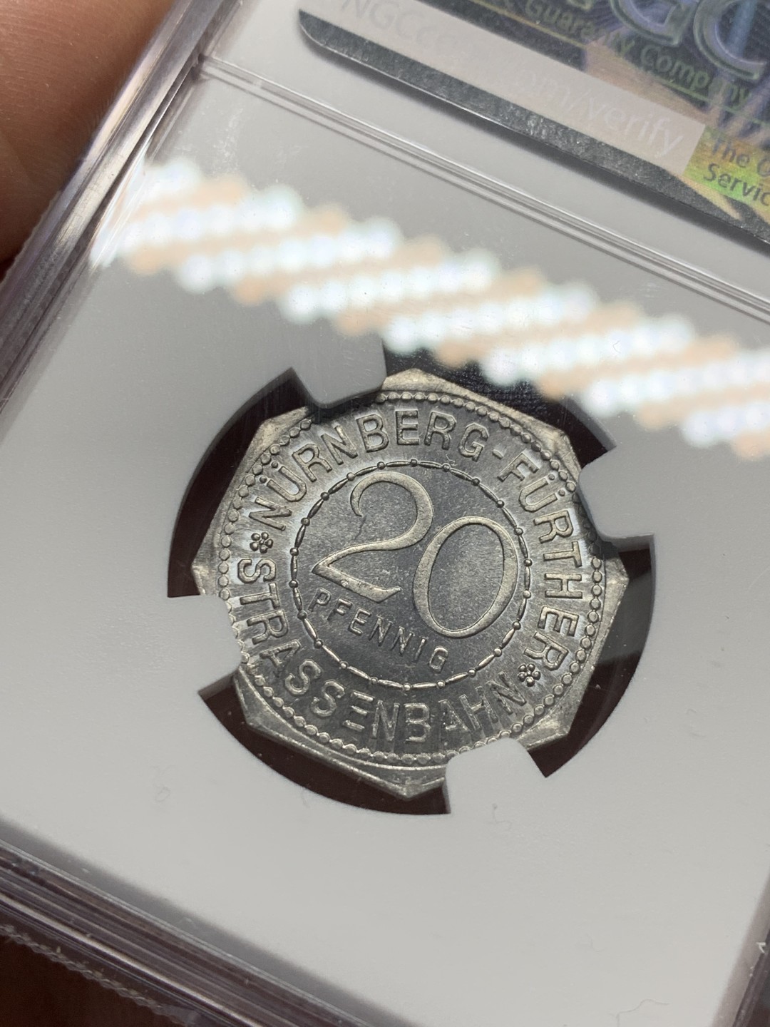 《竞宝斋》第135场-周日，周一连拍 (全场包邮) NGC MS66 德国 纽伦堡 1920年 紧急状态币 20盆尼 车轮光十足