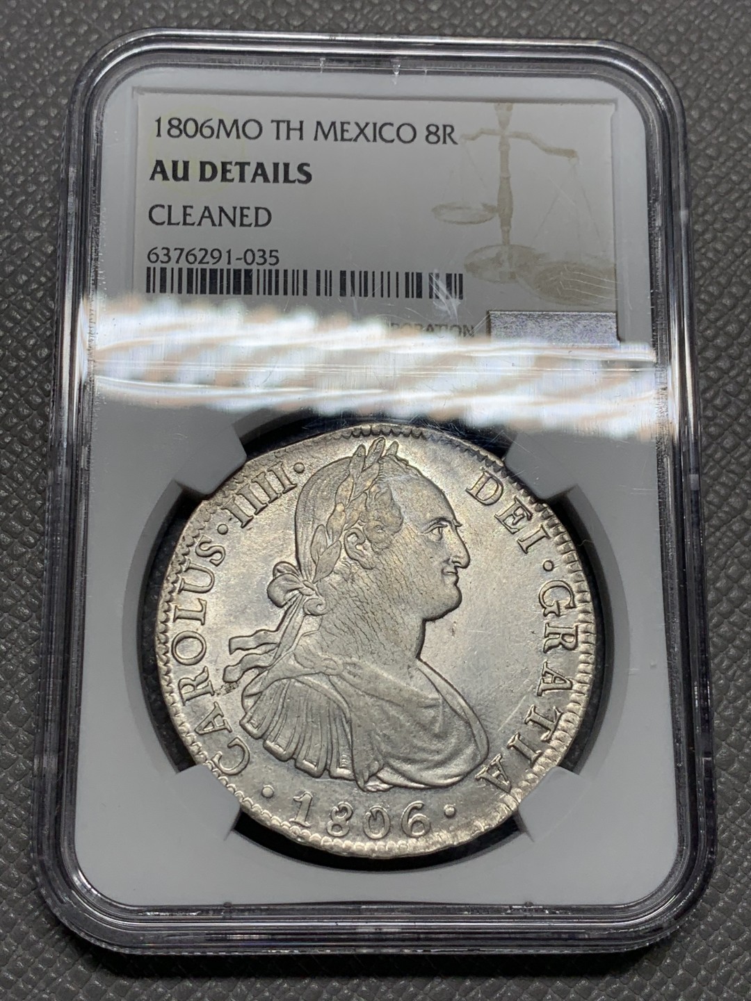 《竞宝斋》第135场-周日，周一连拍 (全场包邮) NGC AU 1806年 墨西哥 卡四 8R 双柱大银币 打制均匀 可藏