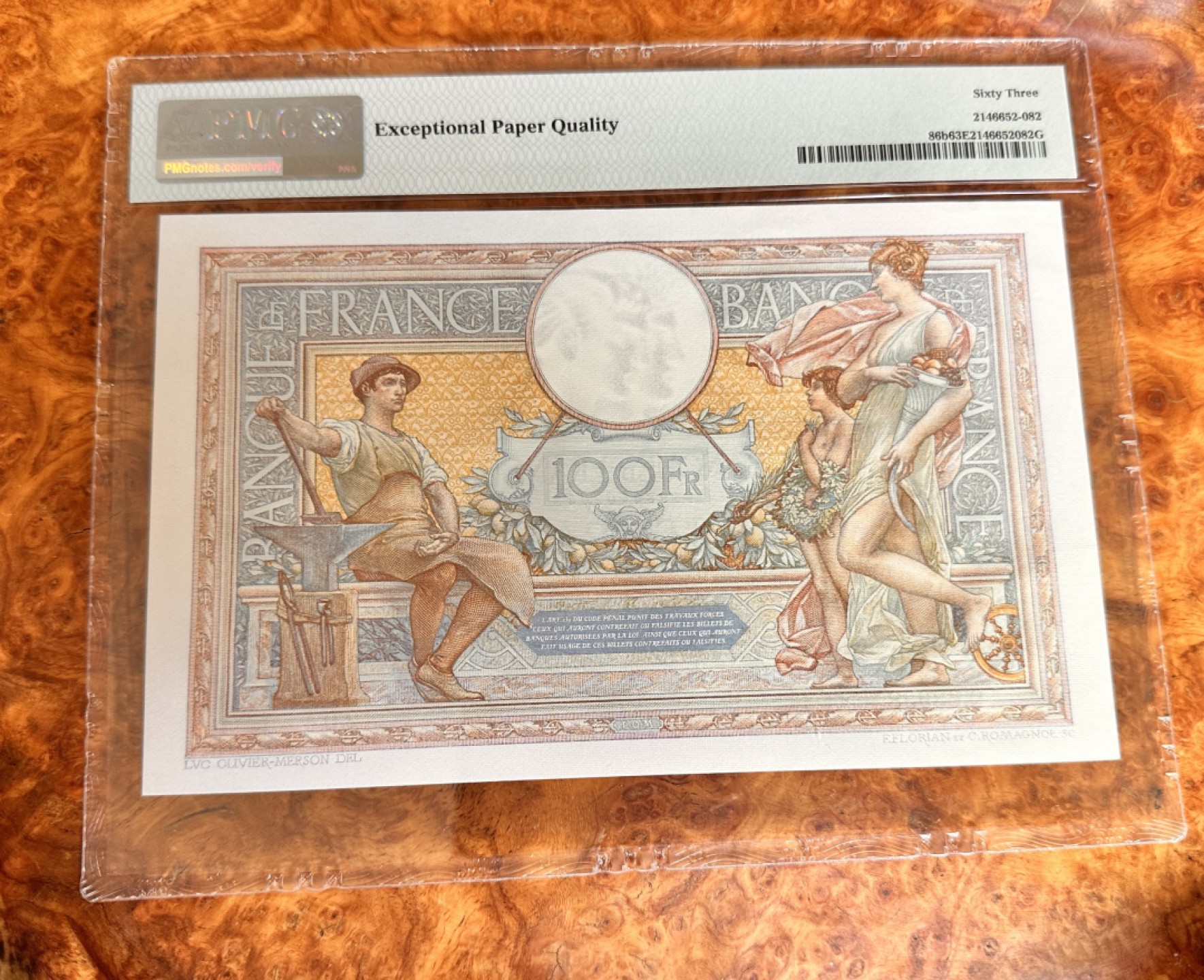 Chase Auction 第17期 - - 外钞、民国钞和人民币混合场！（临时有事，推迟到20号） 1937年法国100法郎，PMG63e！法属精品！