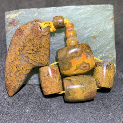 精美战国红玛瑙草花纹配饰一套，配串利器！ - 精美战国红玛瑙草花纹配饰一套，配串利器！
