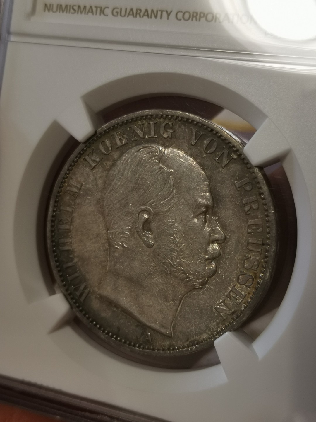 橡树集藏-006场 海纳百川 ngc-Ms62 1867年普鲁士威廉一世泰勒  正面炫彩包浆 背面斑驳彩鹰 评级数量稀少 实物状态极佳 相当漂亮