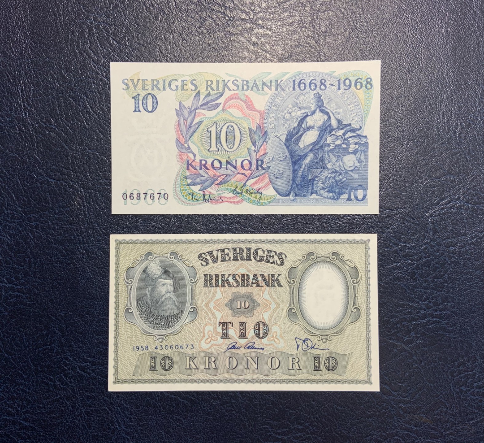 收藏联盟Quantum Auction 第233期拍卖 瑞典1958年和1968年10克朗银行纪念钞 品相UNC 1968年10克朗带有杂质