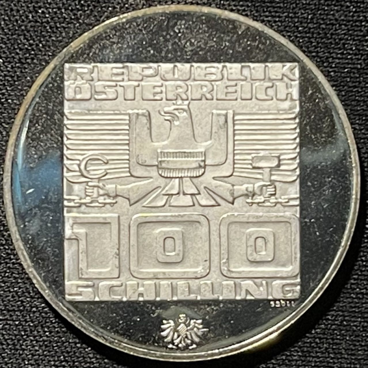 紫瑗钱币——第262期拍卖 奥地利 1976年 因斯布鲁克冬奥运 会标 100先令 24克 0.64银 精制