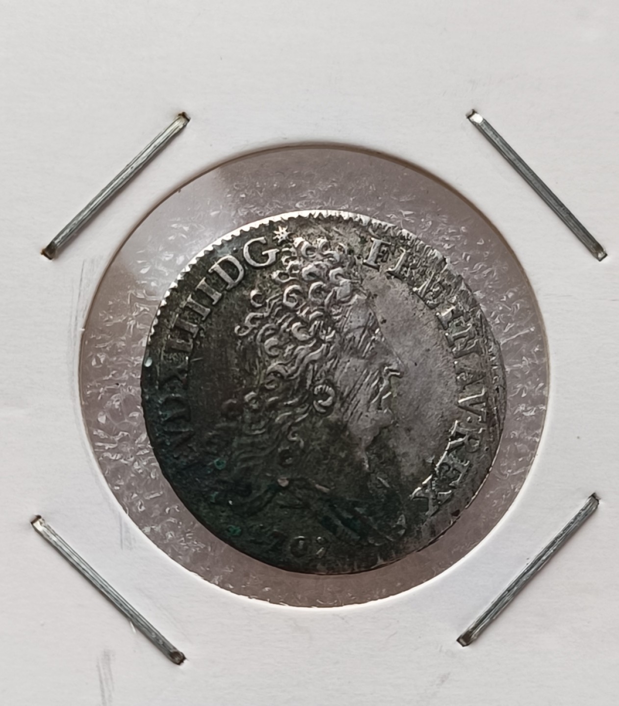 瓶子🏺第79期拍卖会 法国1707年太阳王路易十四10sols（1/8埃居小银币）好品带底光3.05克