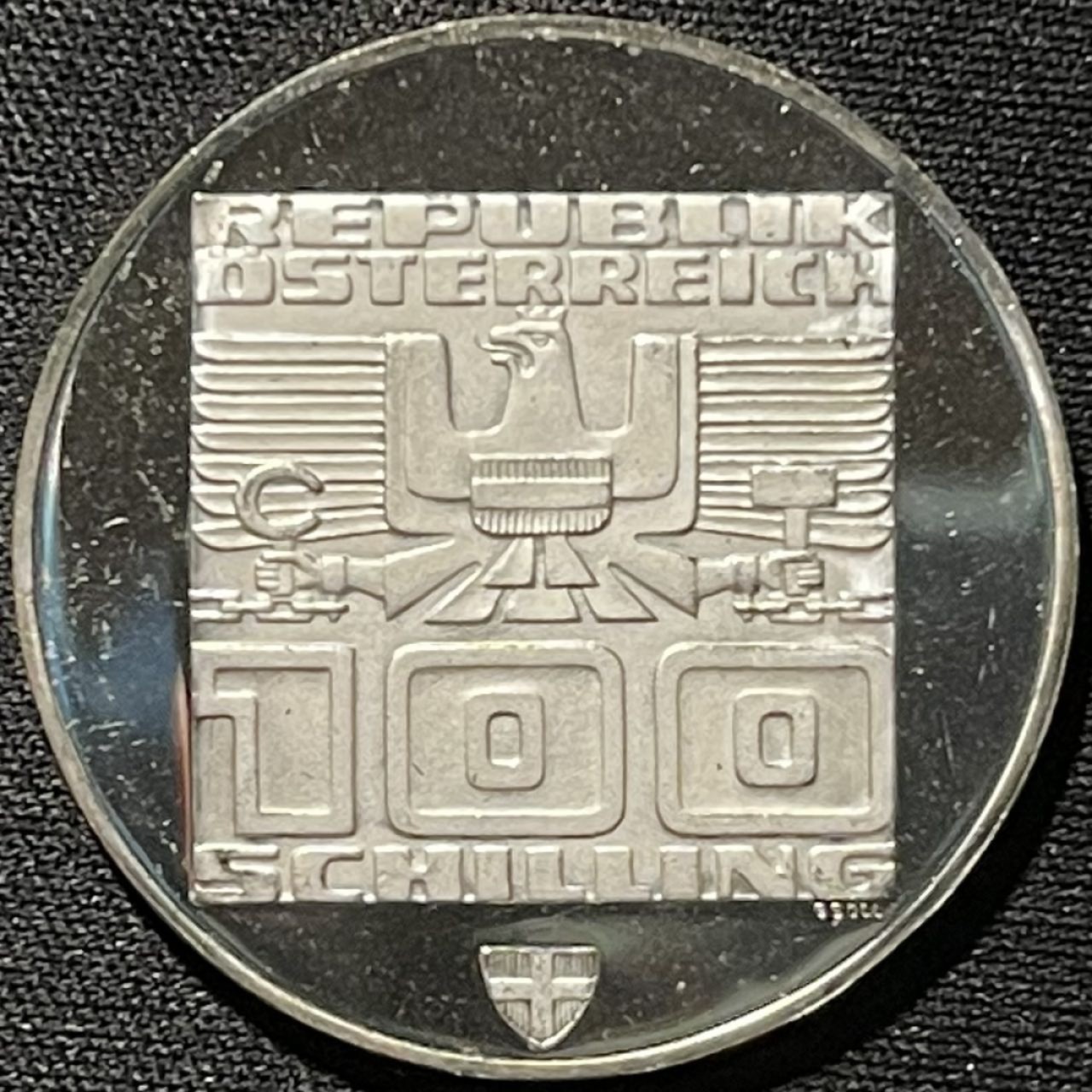 紫瑗钱币——第262期拍卖 奥地利 1976年 因斯布鲁克冬奥运 滑雪 100先令 24克 0.64银 精制