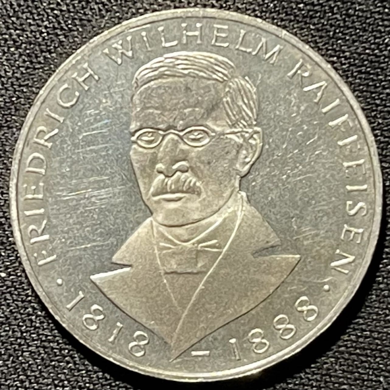 紫瑗钱币——第262期拍卖 联邦德国 1968年 J厂 社会学家 弗里德里希·莱费森诞辰150周年 5马克 11.2克 0.625银 UNC