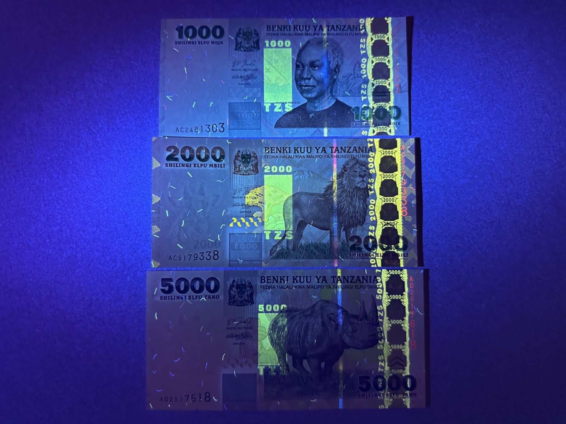 《张总收藏》90期——浓缩外币精品场 坦桑尼亚1000-5000先令3张 UNC 2003年版