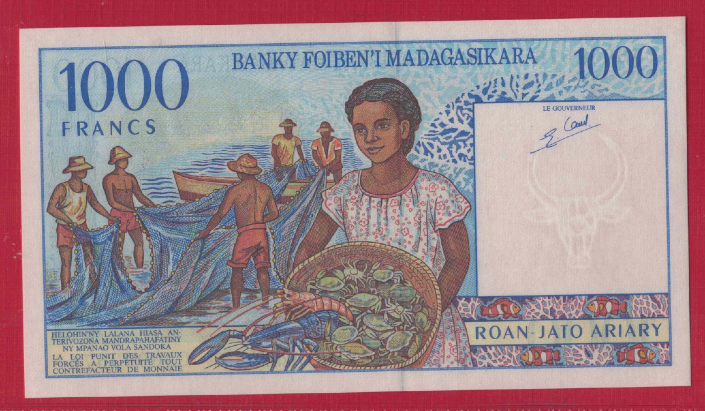 马达加斯加1000法郎 1994年 非洲纸币 金盾评级 实物图 UNC