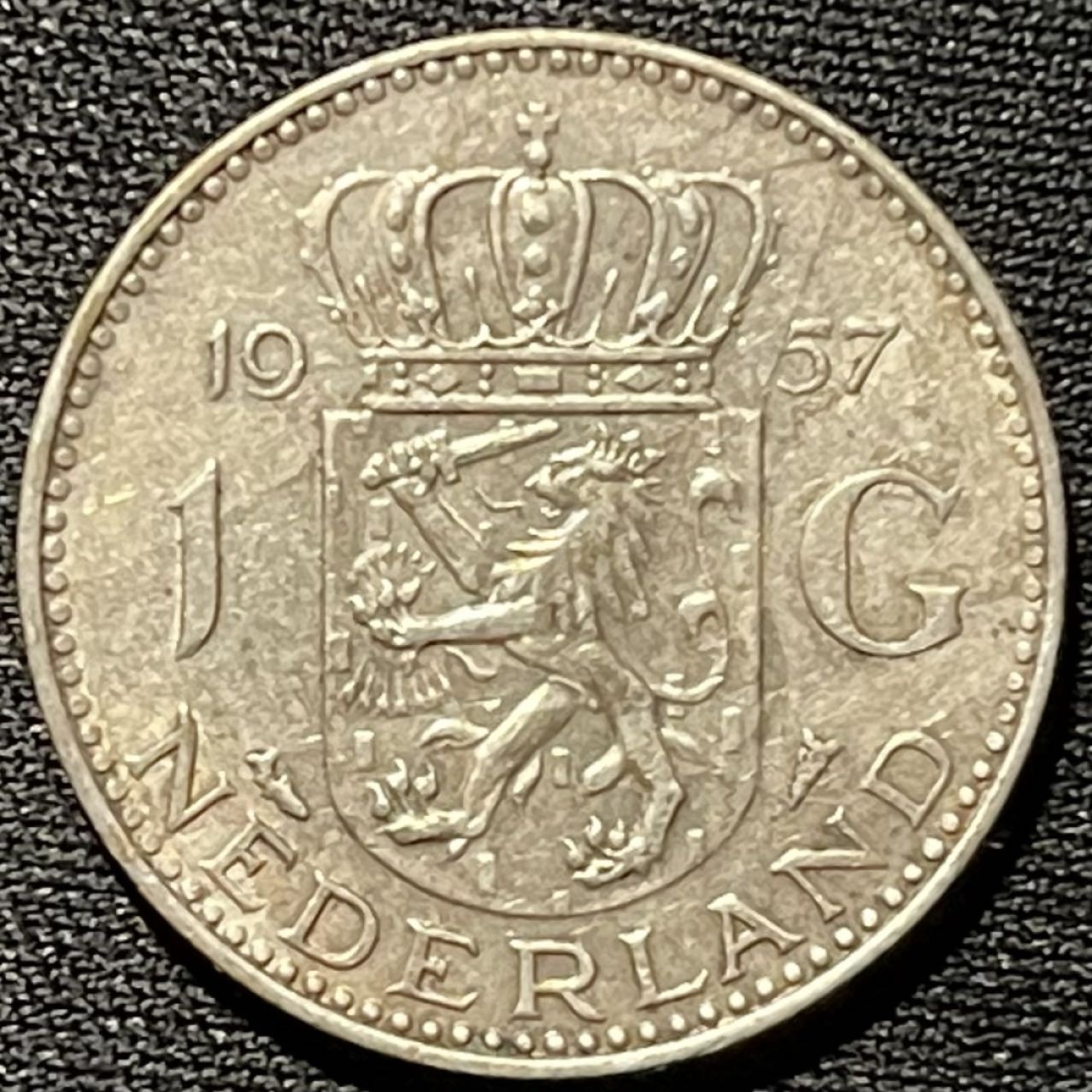 紫瑗钱币——第262期拍卖 荷兰 1957年 朱丽安娜 1盾 6.5克 0.72银 