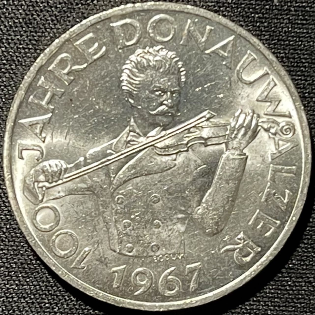 紫瑗钱币——第262期拍卖 奥地利 1967年 音乐家 约翰·斯特劳斯 诞辰100周年 50先令 20克 0.9银 UNC