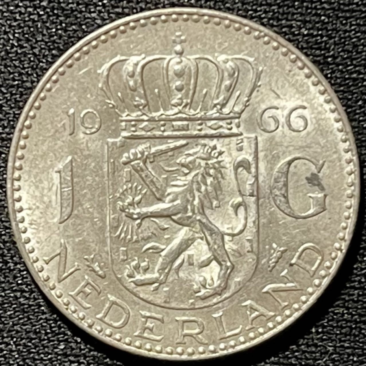 紫瑗钱币——第262期拍卖 荷兰 1966年 朱丽安娜 1盾 6.5克 0.72银 UNC