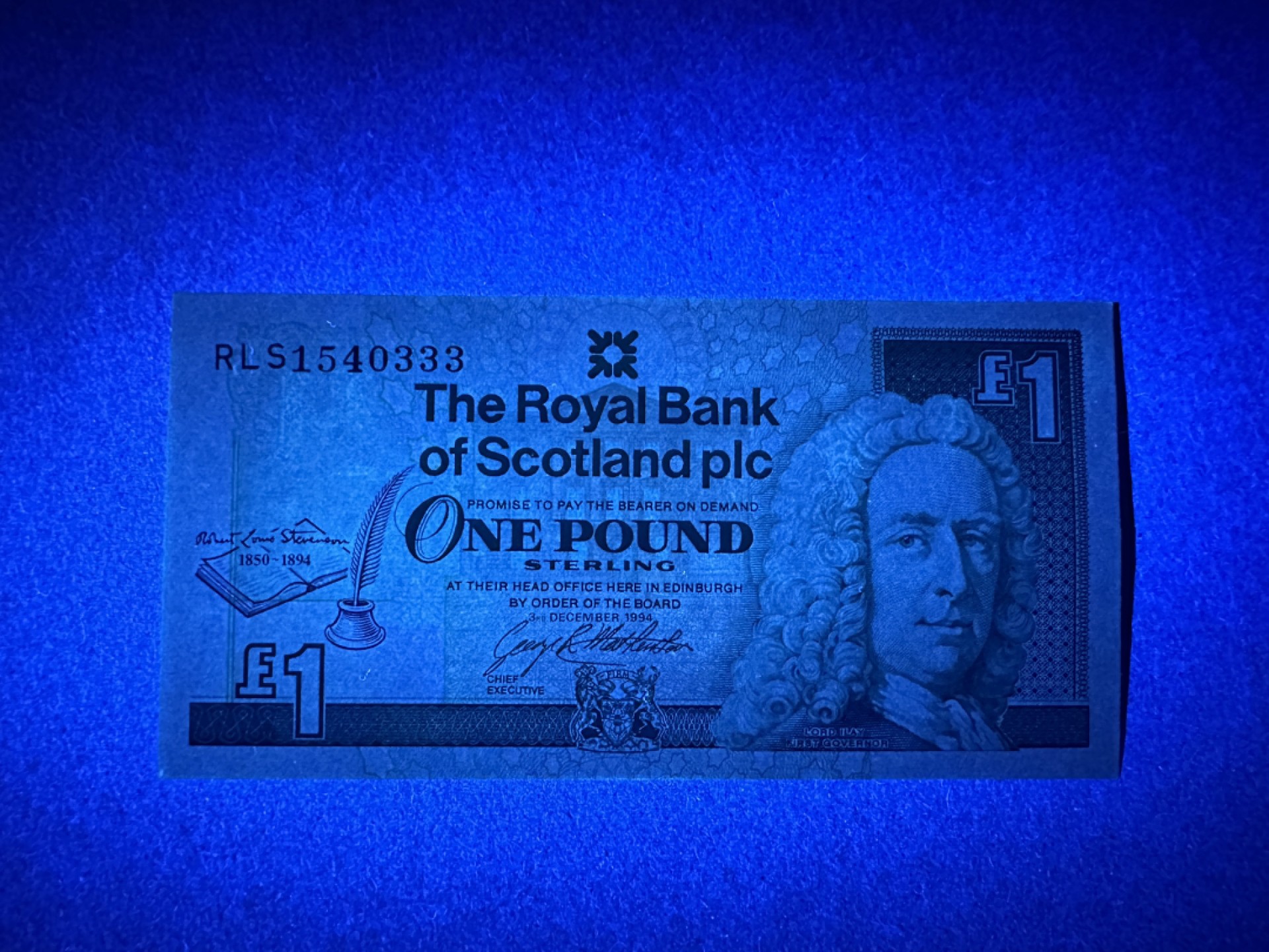 《张总收藏》90期——浓缩外币精品场 苏格兰1镑 UNC 1994年 英国作家斯蒂文森逝世百年纪念钞 豹子号