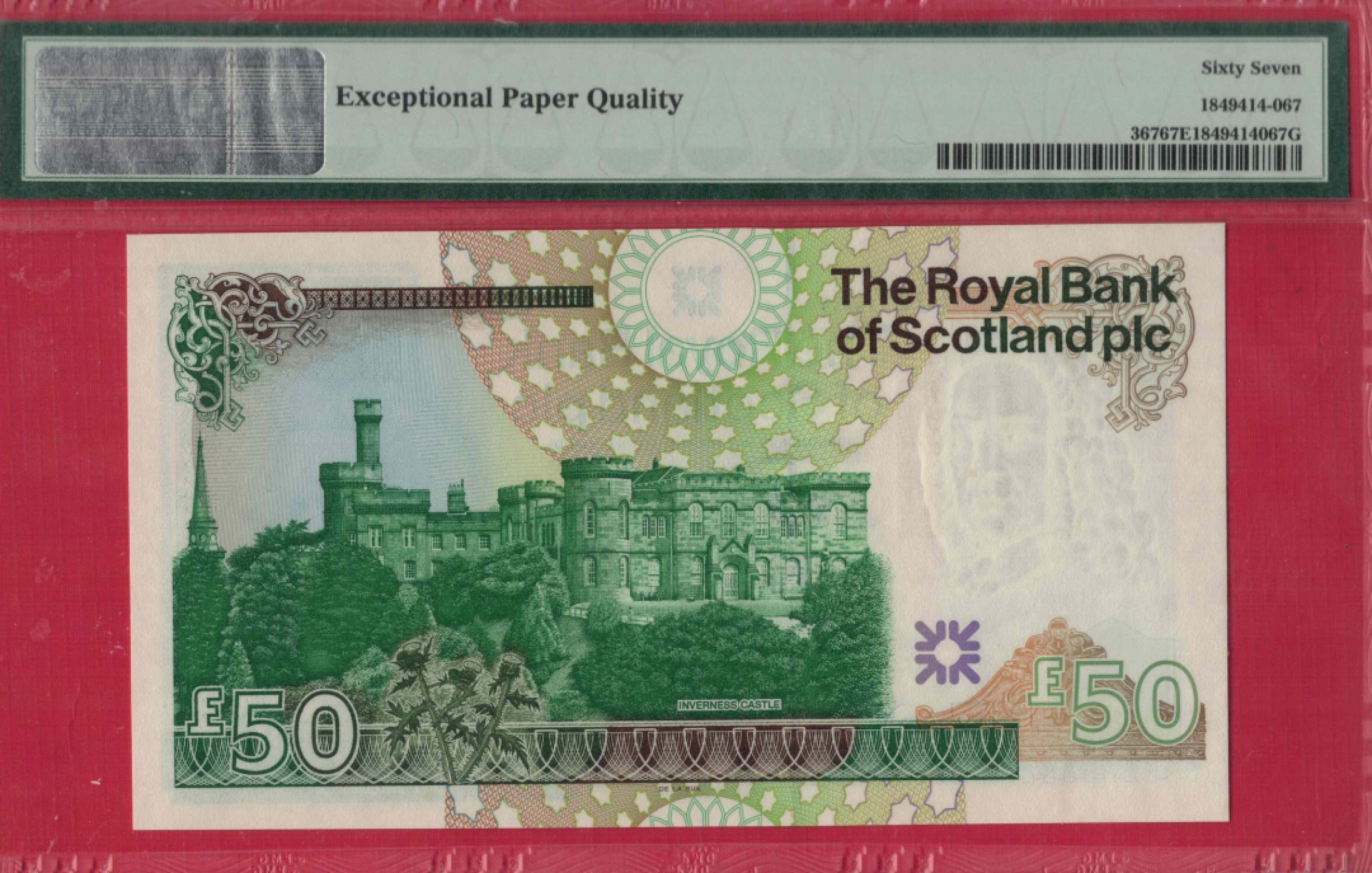 苏格兰50镑 2005年 P-367 大票幅 A1冠 无47 欧洲纸币 实物图 UNC