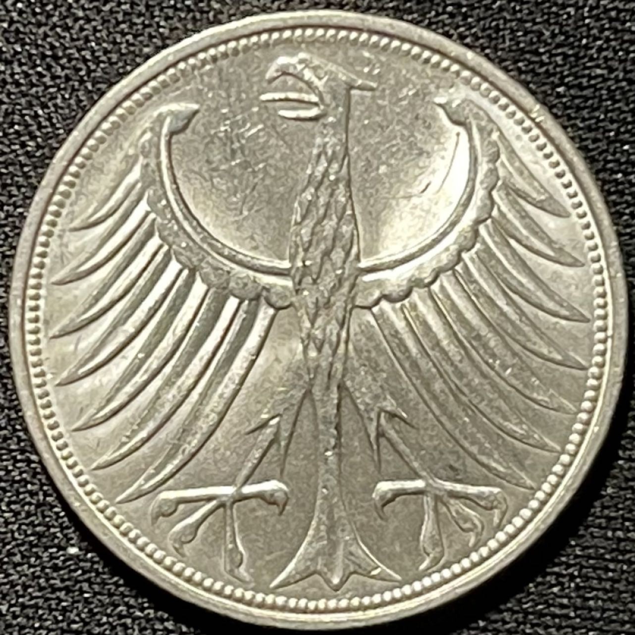 紫瑗钱币——第262期拍卖 联邦德国 1966年 F厂 流通 5马克 11.2 0.625银 UNC