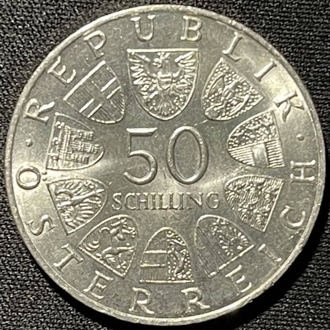 紫瑗钱币——第262期拍卖 奥地利 1971年 尤里乌斯·拉贝 诞辰80周年 50先令 20克 0.9银 UNC