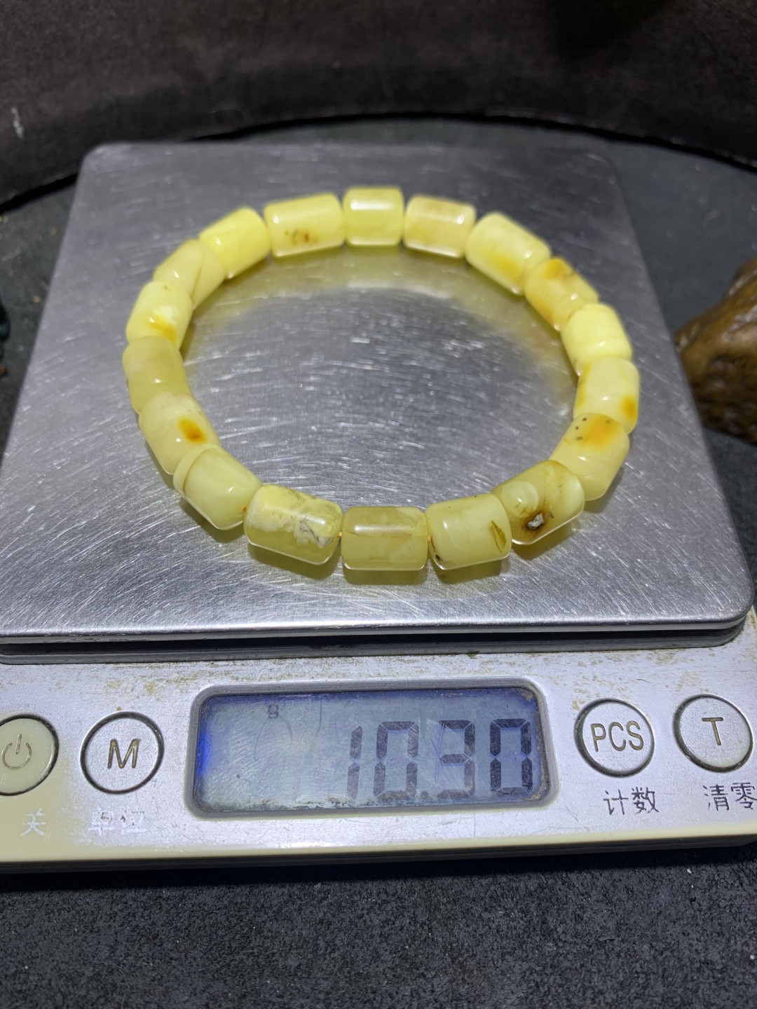 天然乌克兰蜜蜡桶珠手串1条