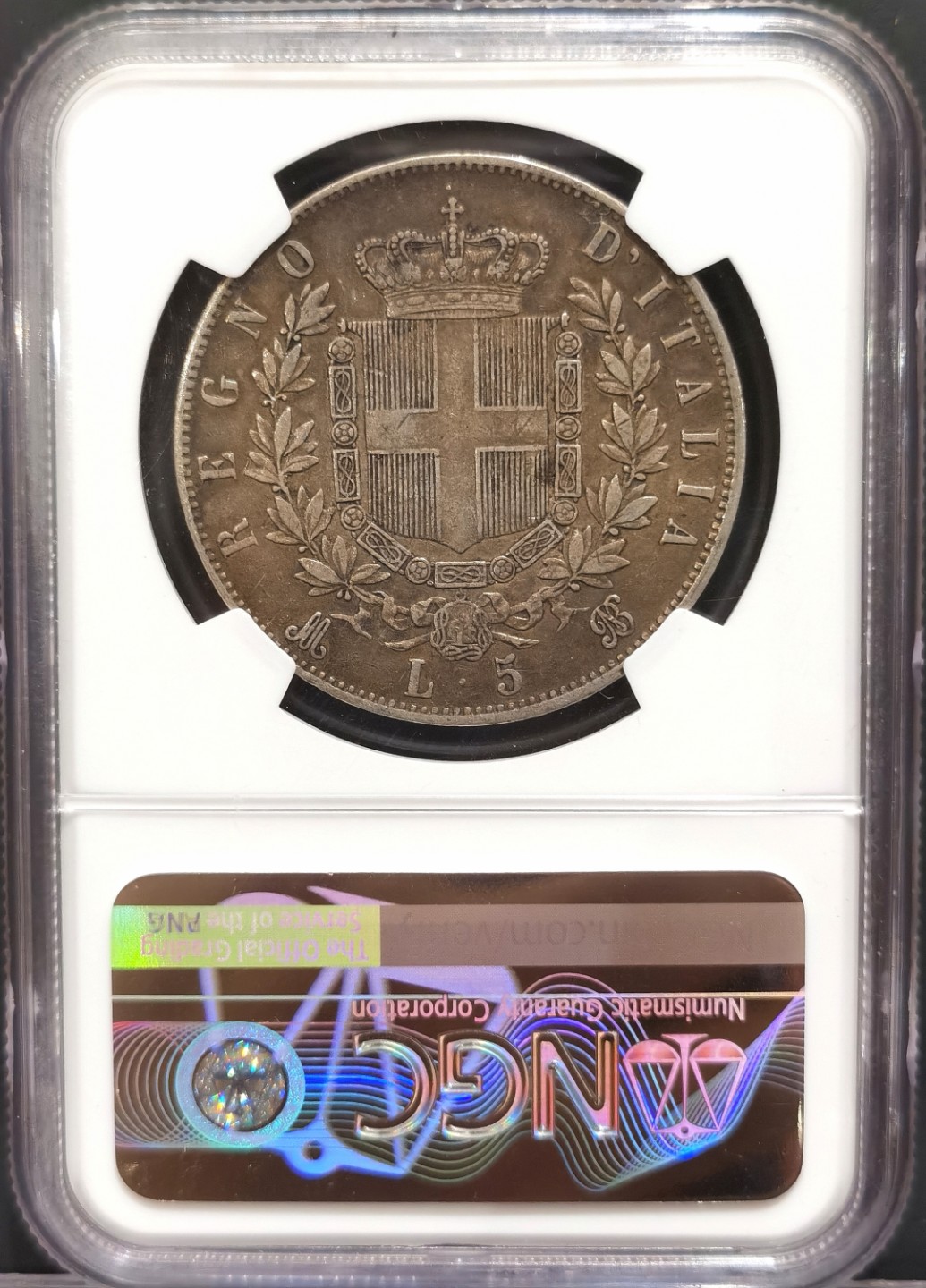 博洋堂世界钱币拍卖第016期（全场包邮） NGC XF45 意大利1875年包浆5里拉 可把玩可收藏 味道好极了