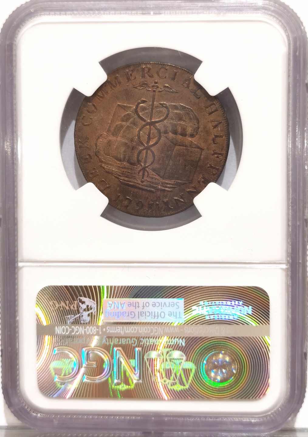 博洋堂世界钱币拍卖第016期（全场包邮） NGC MS62RB 英国1793年斯塔福德郡1/2便士TOKEN 亚军分 康德代币名品