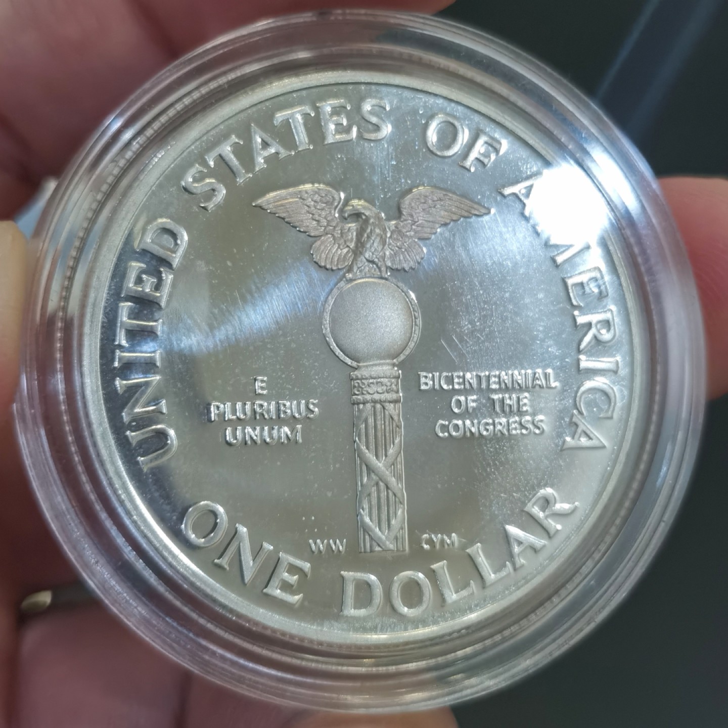 博洋堂世界钱币拍卖第016期（全场包邮） 美国国会原盒套币 世界硬币大赛最受欢迎币&最佳历史意义币 内含1987年宪法5美元金币1枚 金币重8.359g 900金、1989年26.7克1美元银币1枚、1989年1美元镍币1枚