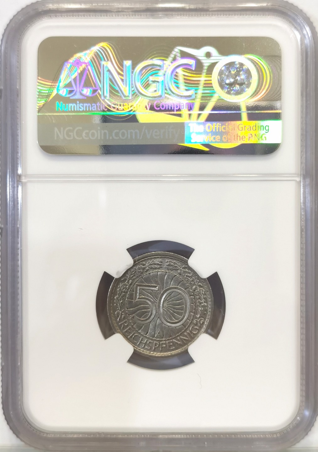 博洋堂世界钱币拍卖第016期（全场包邮） NGC MS64 德国魏玛共和国1937年A版50芬尼镍币 与小名誉品坦克币等值流通