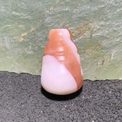 保山南红玛瑙红白双色亚光小三通佛头一个， - 保山南红玛瑙红白双色亚光小三通佛头一个，