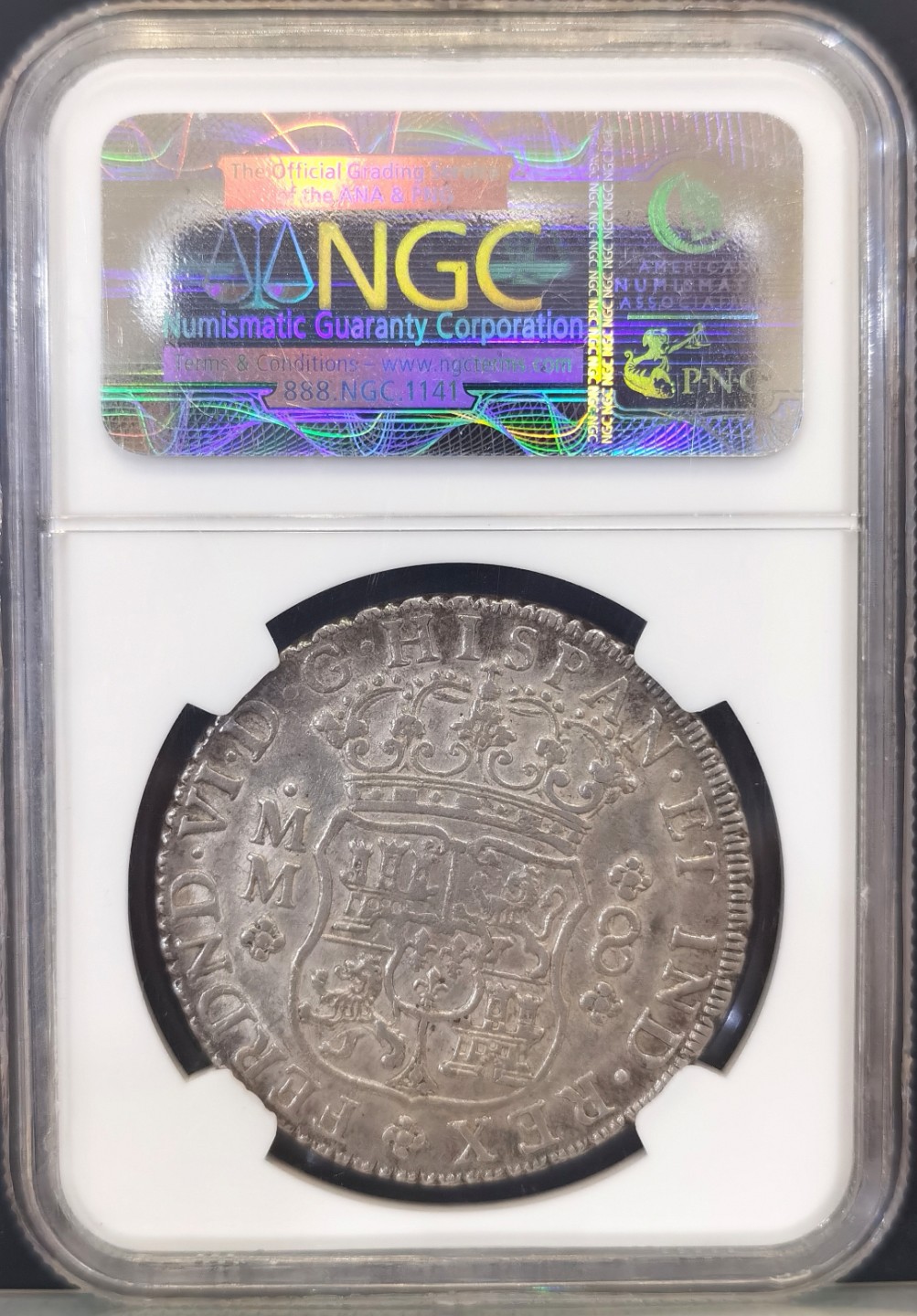 博洋堂世界钱币拍卖第016期（全场包邮） NGC AU53 西属墨西哥1756年斐迪南六世 8里亚尔 地球双柱，wings金标加持，车总旧藏