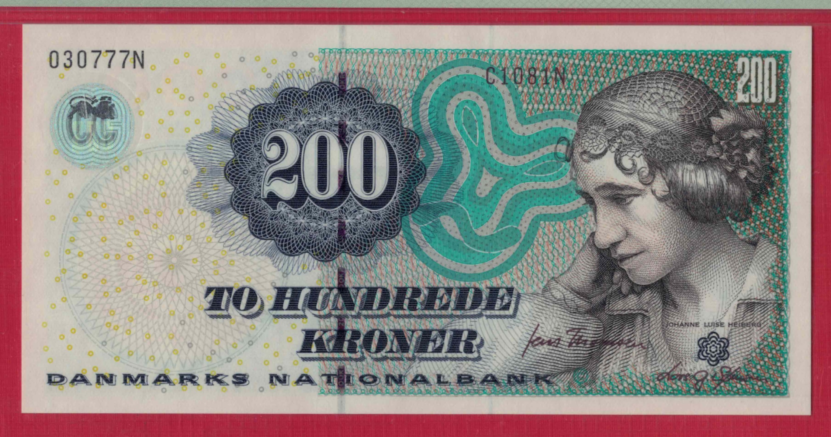 丹麦200克朗 2008年 P-62f 777豹子号 欧洲纸币 实物图 UNC