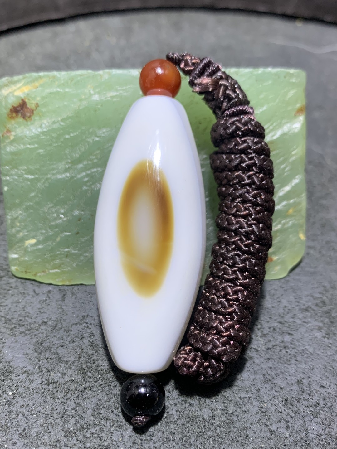 精美高玉化药师玛瑙天眼水晶天珠形大桶珠一颗
