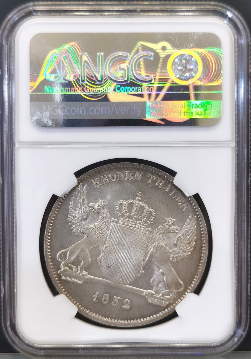 博洋堂世界钱币拍卖第016期（全场包邮） NGC MS66 1832年德国巴登王冠大泰勒，后“点”版本，顶级状态，冠军分