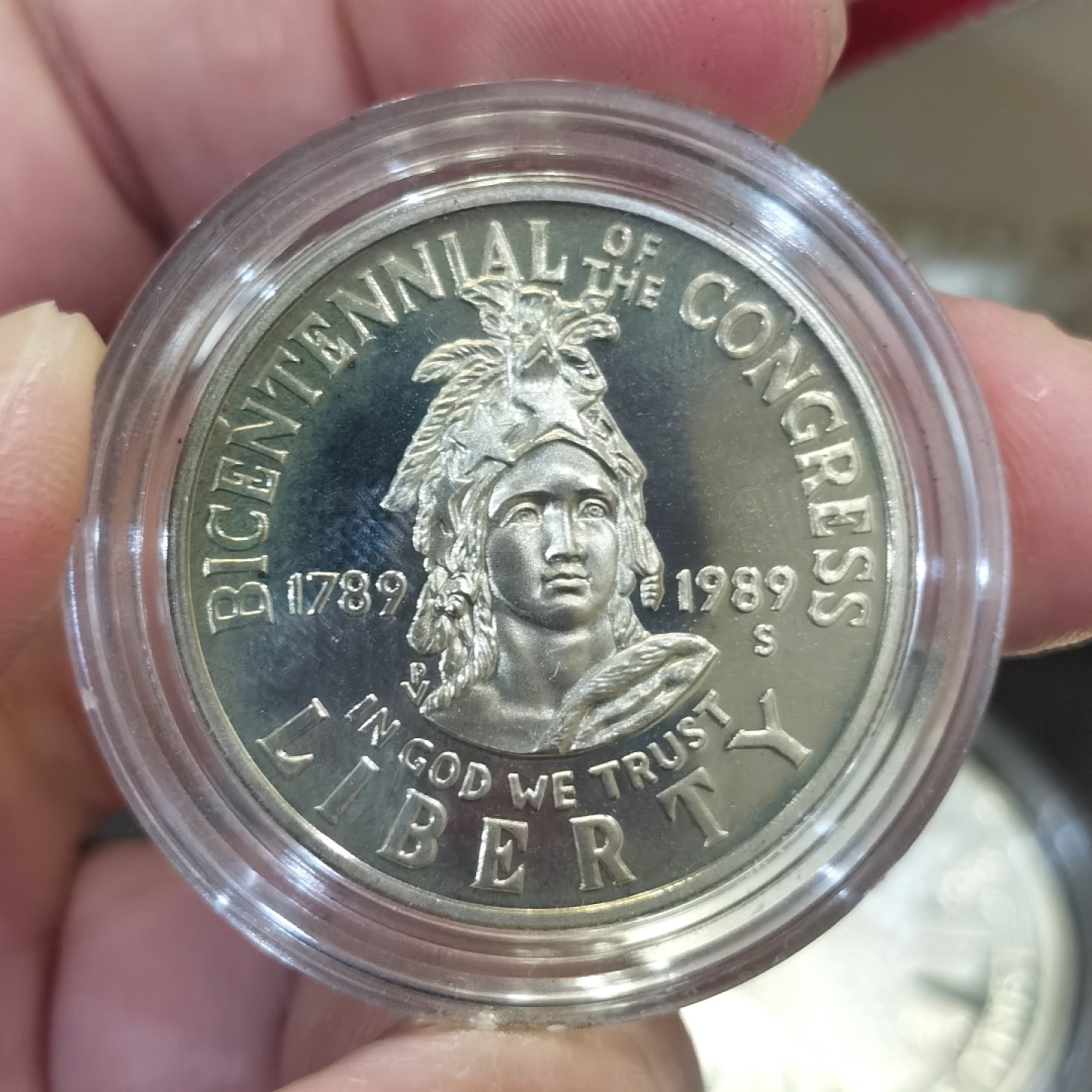 博洋堂世界钱币拍卖第016期（全场包邮） 美国国会原盒套币 世界硬币大赛最受欢迎币&最佳历史意义币 内含1987年宪法5美元金币1枚 金币重8.359g 900金、1989年26.7克1美元银币1枚、1989年1美元镍币1枚