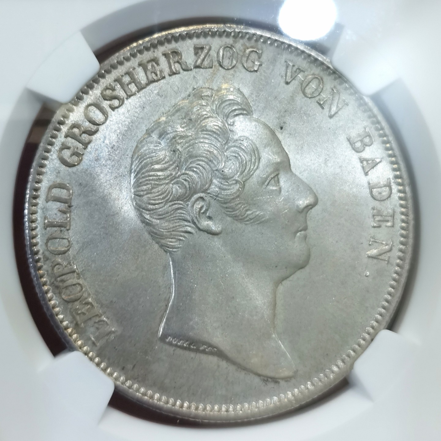 博洋堂世界钱币拍卖第016期（全场包邮） NGC MS66 1832年德国巴登王冠大泰勒，后“点”版本，顶级状态，冠军分