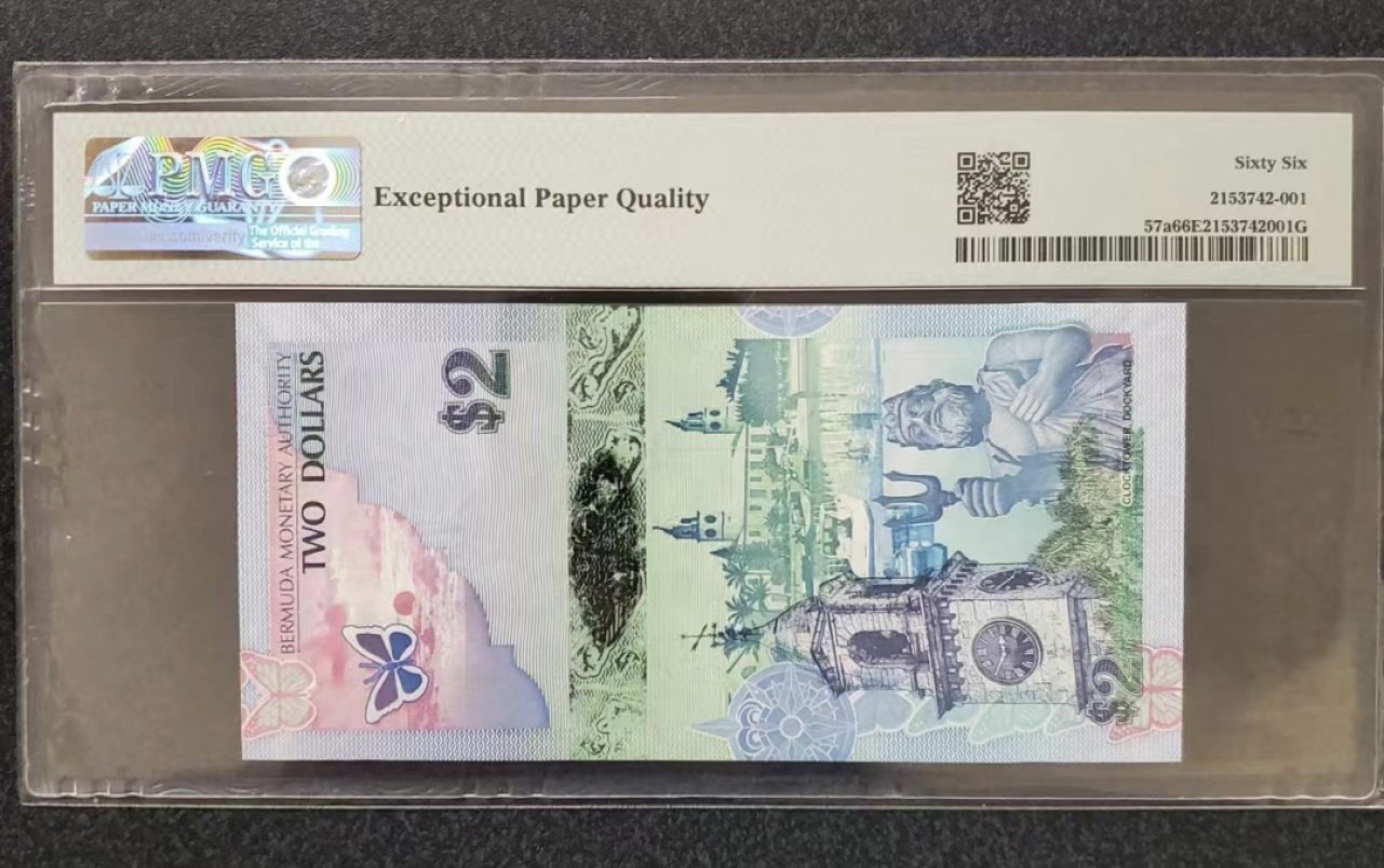 Chase Auction 第17期 - - 外钞、民国钞和人民币混合场！（临时有事，推迟到20号） 2009年百慕大2元，蓝鸟钞，PMG66，首发洋葱冠！IBNS世界最佳纸币！