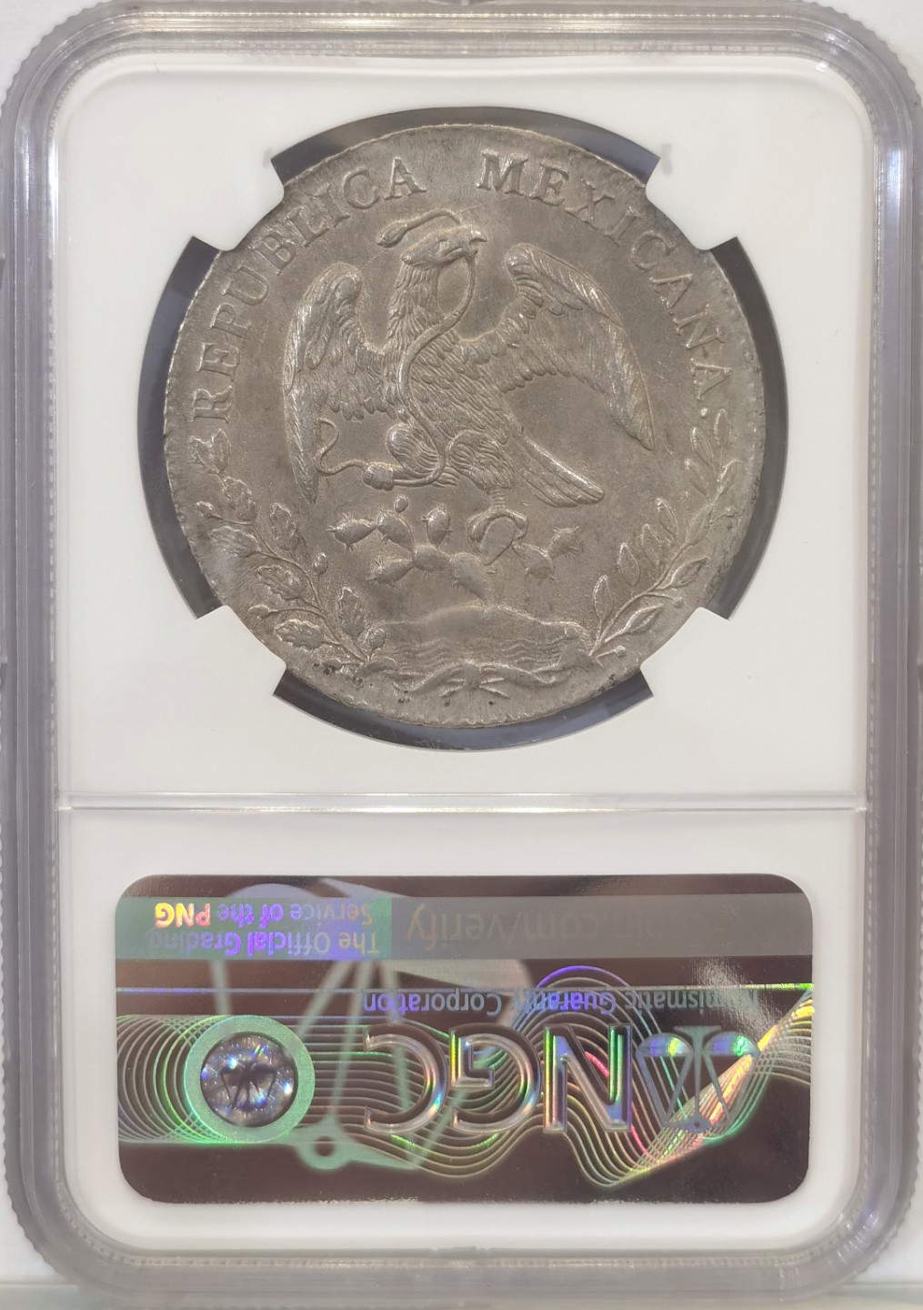 博洋堂世界钱币拍卖第016期（全场包邮） NGC MS61  墨西哥 花边鹰洋  圣路斯波多西 Pi 1889  8里亚尔 老包浆  低评 性价比好