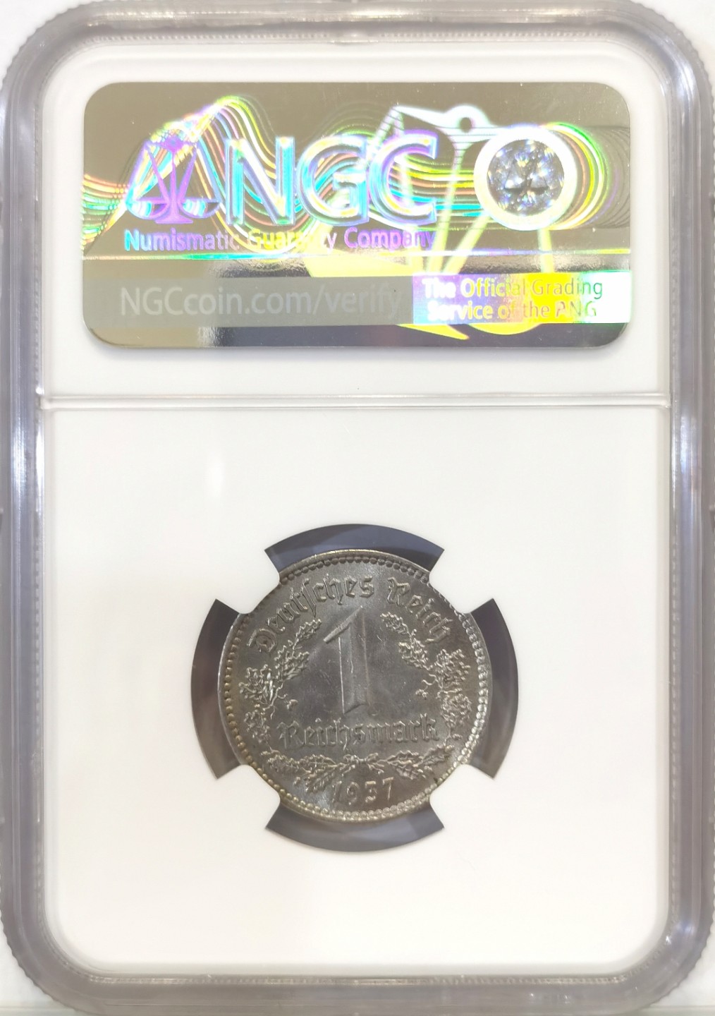 博洋堂世界钱币拍卖第016期（全场包邮） NGC MS64 德国第三帝国1937年A版1马克镍币