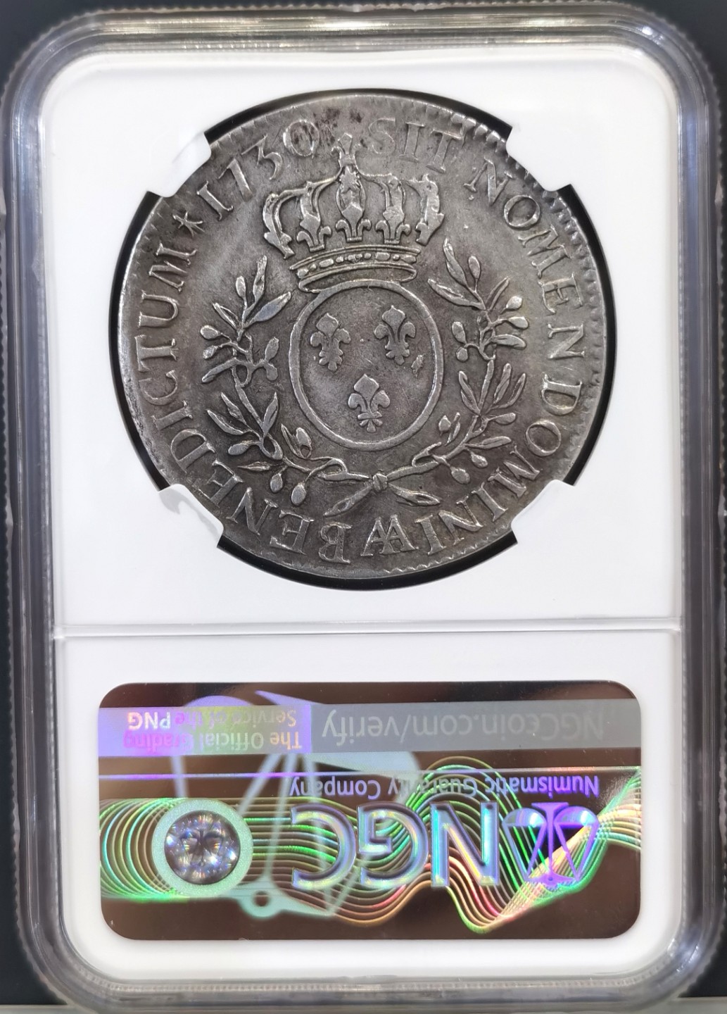 博洋堂世界钱币拍卖第016期（全场包邮） NGC XF 1730年法国路易十五1埃居大银币 打制好 无减重痕