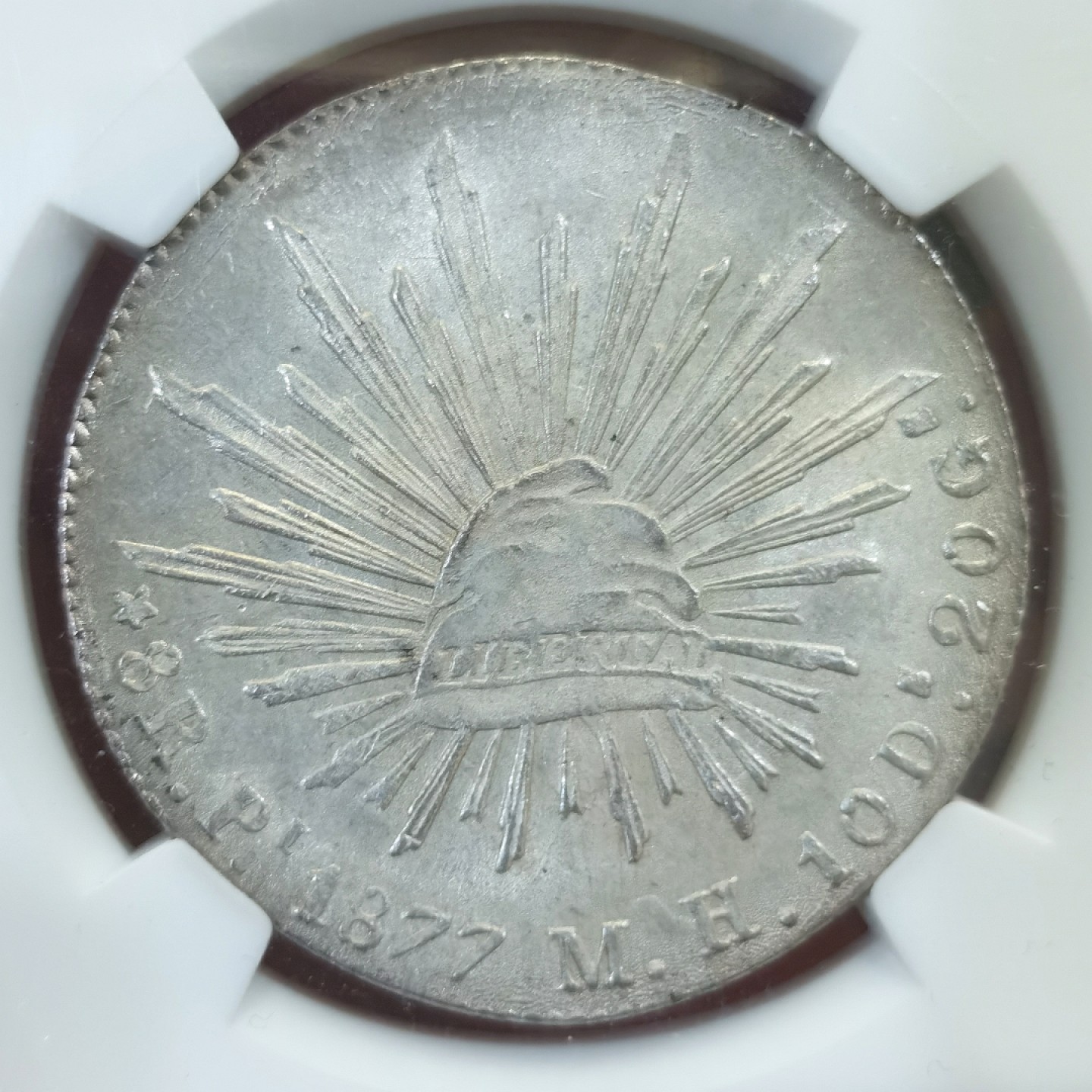 博洋堂世界钱币拍卖第016期（全场包邮） NGC MS64 墨西哥1877年PI MH版花边鹰洋 少见中期Pi厂 唯一冠军分 光芒透打