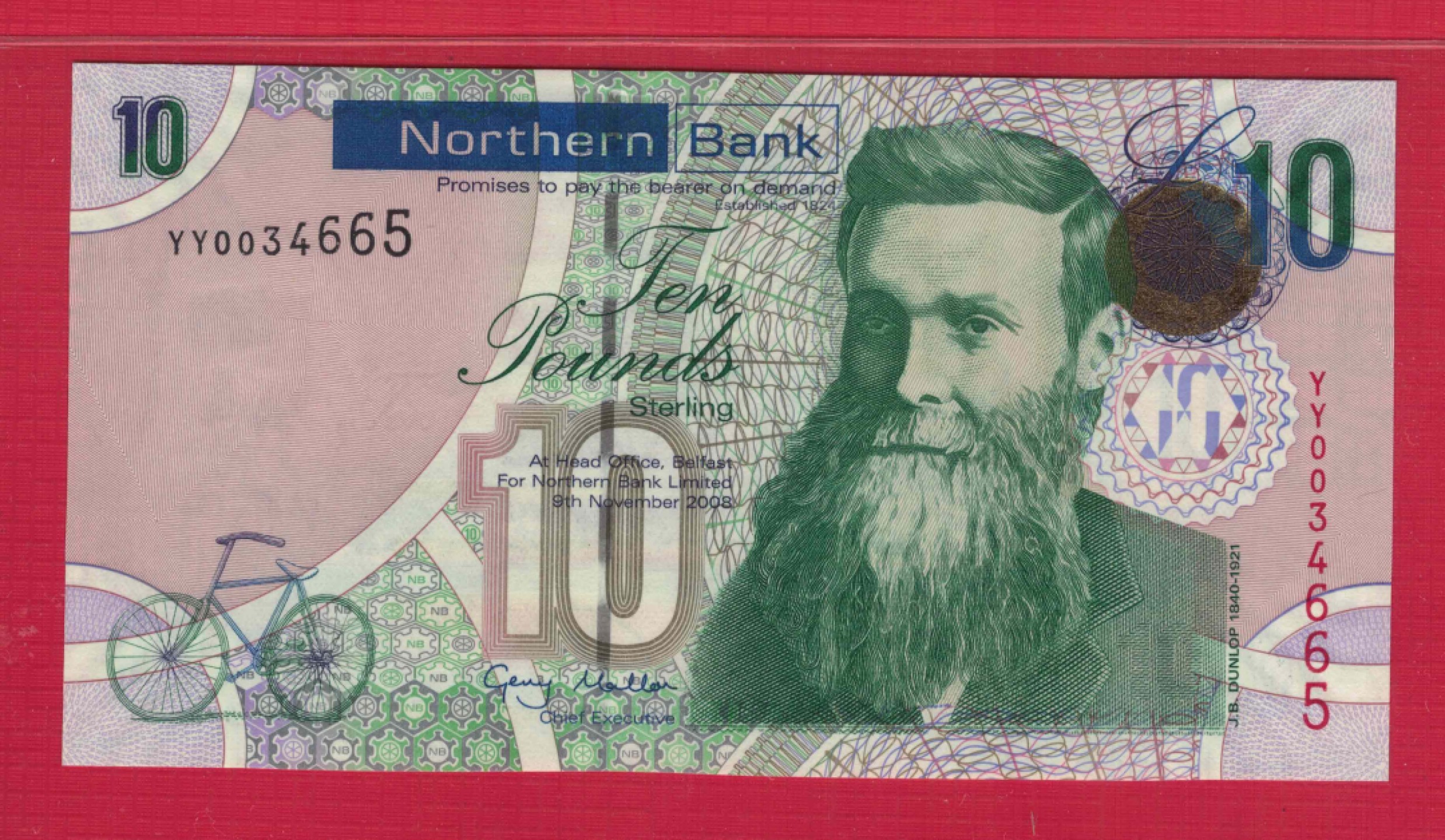 北爱尔兰(北方银行)10镑 2008年 YY补号冠 欧洲纸币 实物如图 UNC