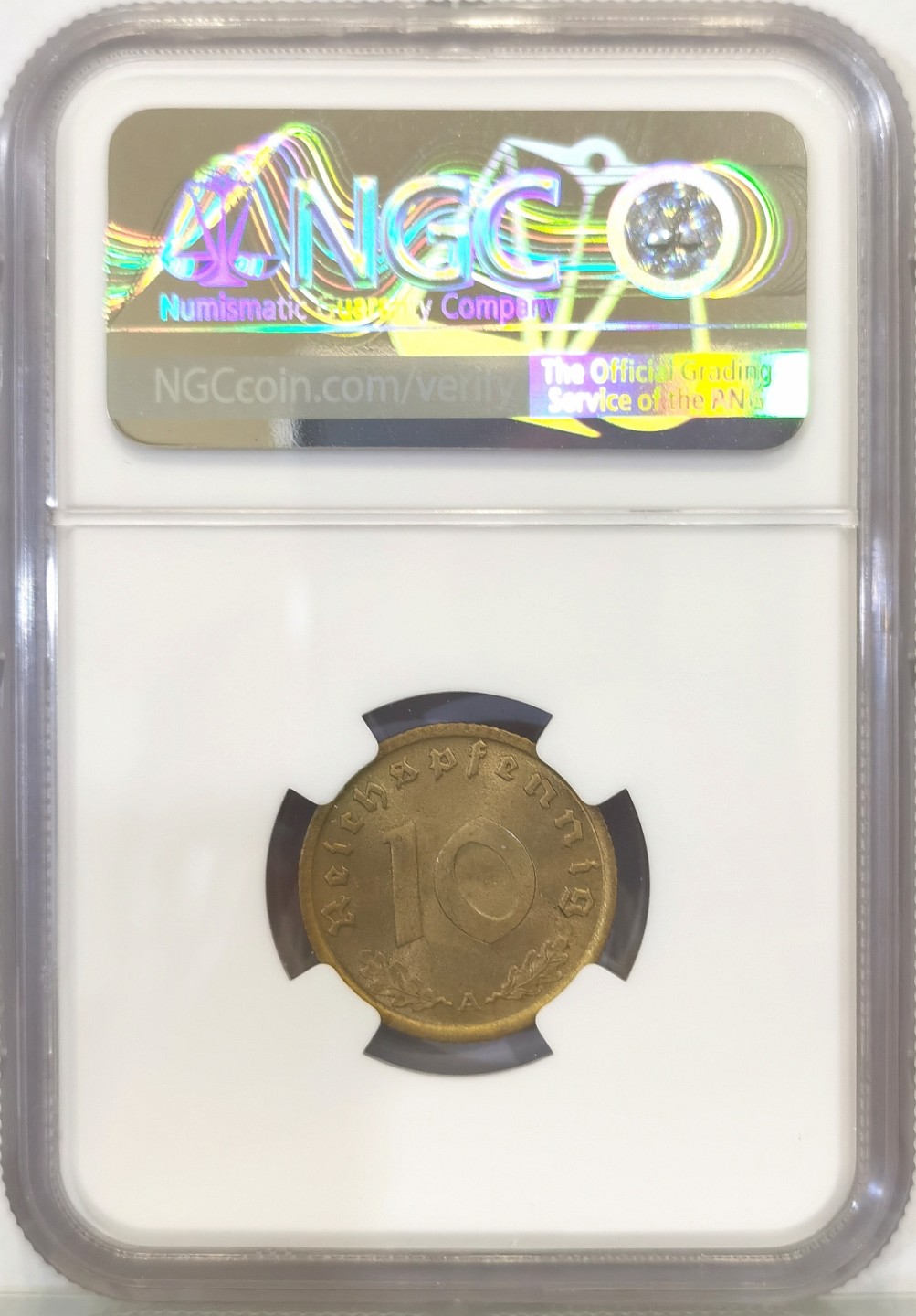 博洋堂世界钱币拍卖第016期（全场包邮） NGC MS65 德国第三帝国1938年A版10芬尼铜币