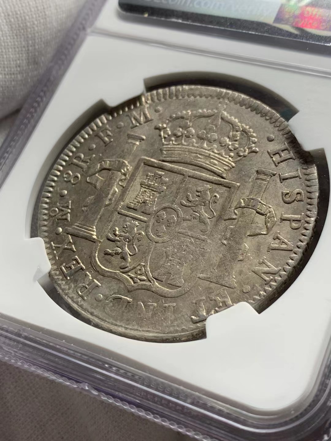 博洋堂世界钱币拍卖第016期（全场包邮） NGC AU53 1795年西属墨西哥卡四双柱银币 卡四早期年份，底板原味带光