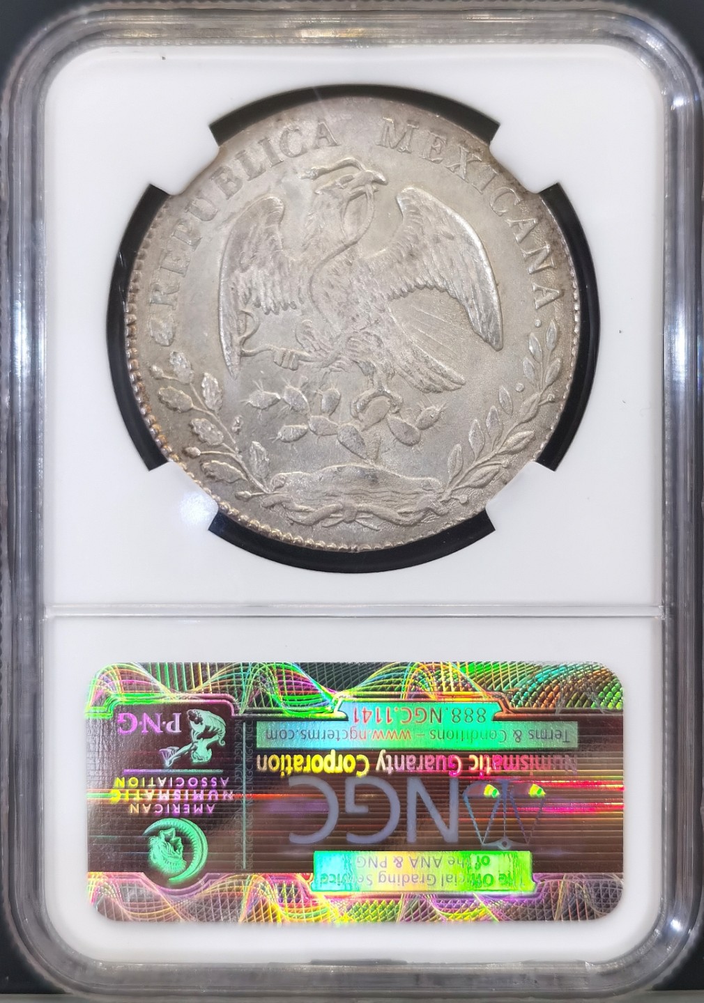 博洋堂世界钱币拍卖第016期（全场包邮） NGC MS64 墨西哥1877年PI MH版花边鹰洋 少见中期Pi厂 唯一冠军分 光芒透打