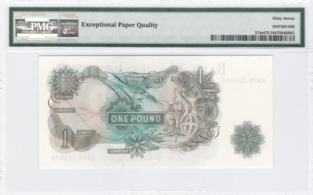 收藏联盟Quantum Auction 第233期拍卖 英国1966-70年1镑 PMG67