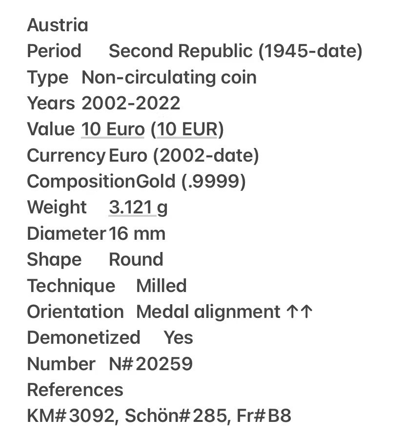 收藏联盟Quantum Auction 第233期拍卖 奥地利2017年10欧元音乐节纪念金币 中标国评 金重3.121g 纯度99.9%